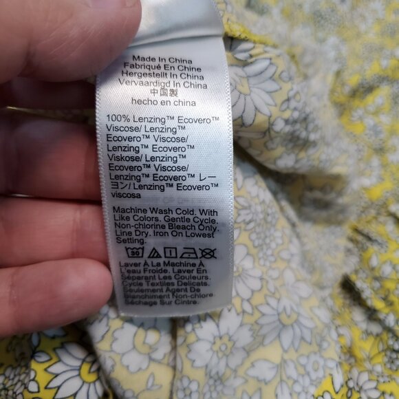 J. Crew Yellow White Black Floral Tiered Cottagecore Romantic Dress Women XXL - Picture 10 of 11